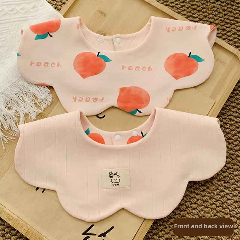 Medvilninė seilinė kūdikiams ir mažiems vaikams (1–3 metų) – dvipusis gėlių raštas, sugerianti