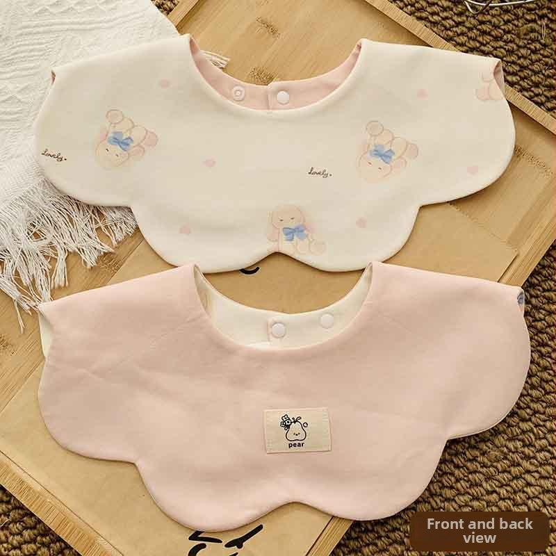 Medvilninė seilinė kūdikiams ir mažiems vaikams (1–3 metų) – dvipusis gėlių raštas, sugerianti