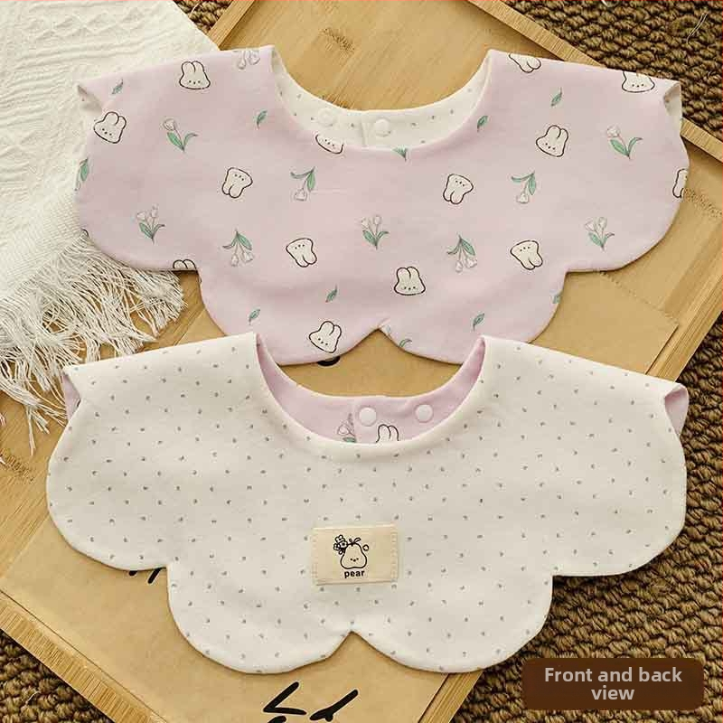 Medvilninė seilinė kūdikiams ir mažiems vaikams (1–3 metų) – dvipusis gėlių raštas, sugerianti