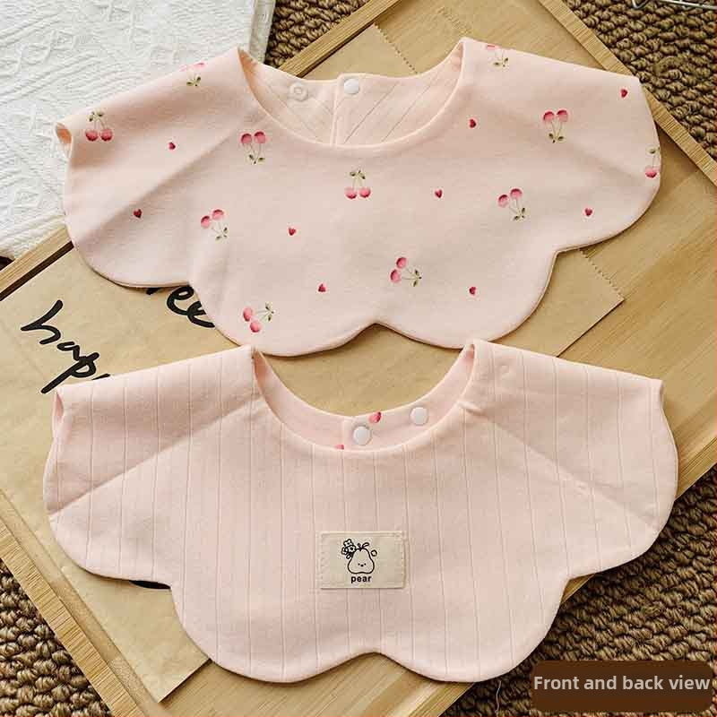 Medvilninė seilinė kūdikiams ir mažiems vaikams (1–3 metų) – dvipusis gėlių raštas, sugerianti