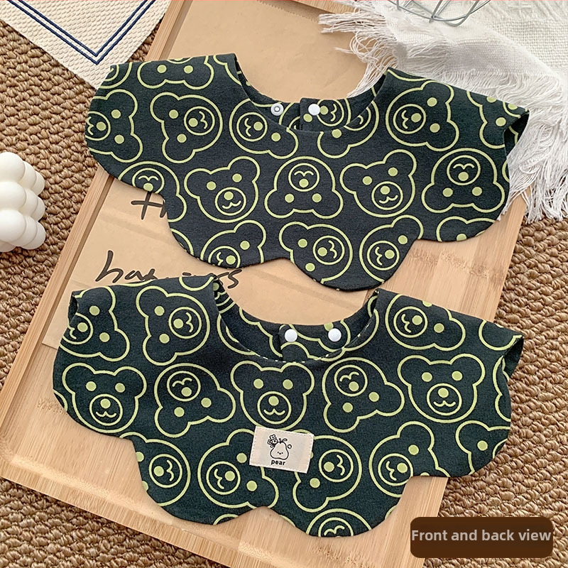 Medvilninė seilinė kūdikiams ir mažiems vaikams (1–3 metų) – dvipusis gėlių raštas, sugerianti