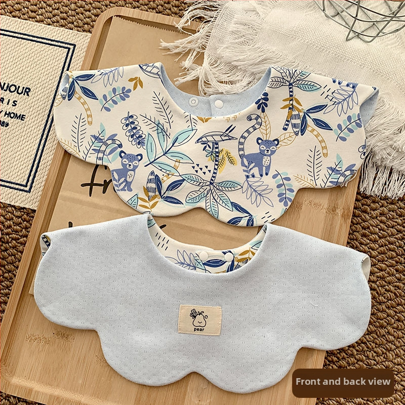 Medvilninė seilinė kūdikiams ir mažiems vaikams (1–3 metų) – dvipusis gėlių raštas, sugerianti