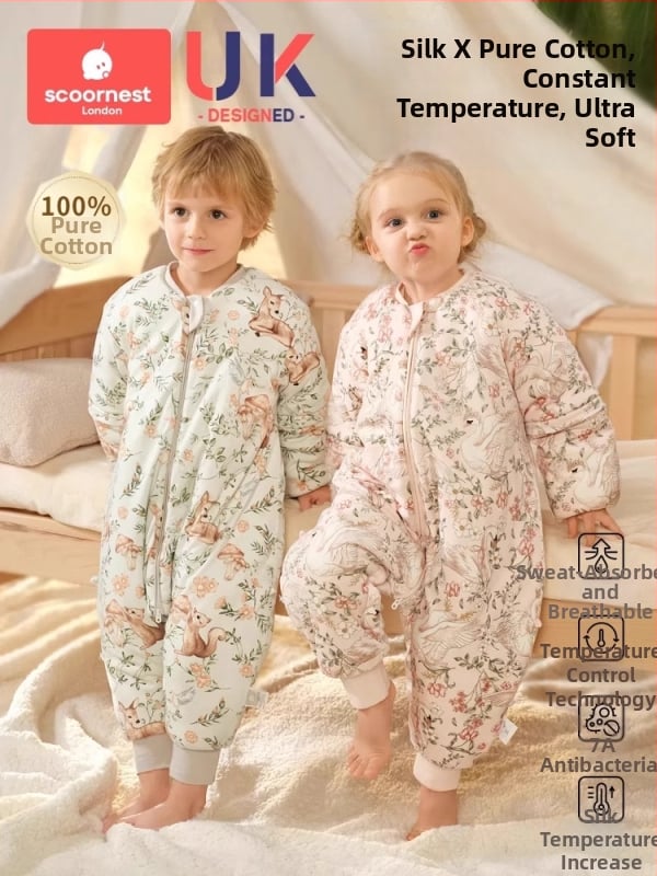 Kechao Scoornest kūdikių ir vaikų miego maišelis su atskiromis kojomis, dviejų krypčių užtrauktukas, pastovi temperatūra, medvilninis audinys ir gryna medvilninė įdaila, visos sezonos