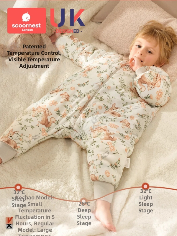 Kechao Scoornest kūdikių ir vaikų miego maišelis su atskiromis kojomis, dviejų krypčių užtrauktukas, pastovi temperatūra, medvilninis audinys ir gryna medvilninė įdaila, visos sezonos