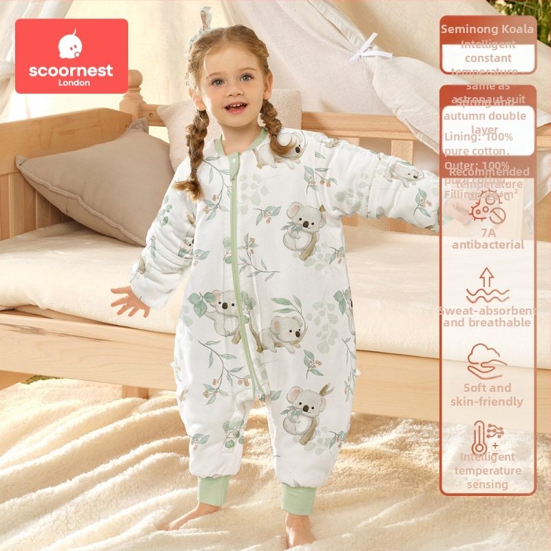Kechao Scoornest kūdikių ir vaikų miego maišelis su atskiromis kojomis, dviejų krypčių užtrauktukas, pastovi temperatūra, medvilninis audinys ir gryna medvilninė įdaila, visos sezonos