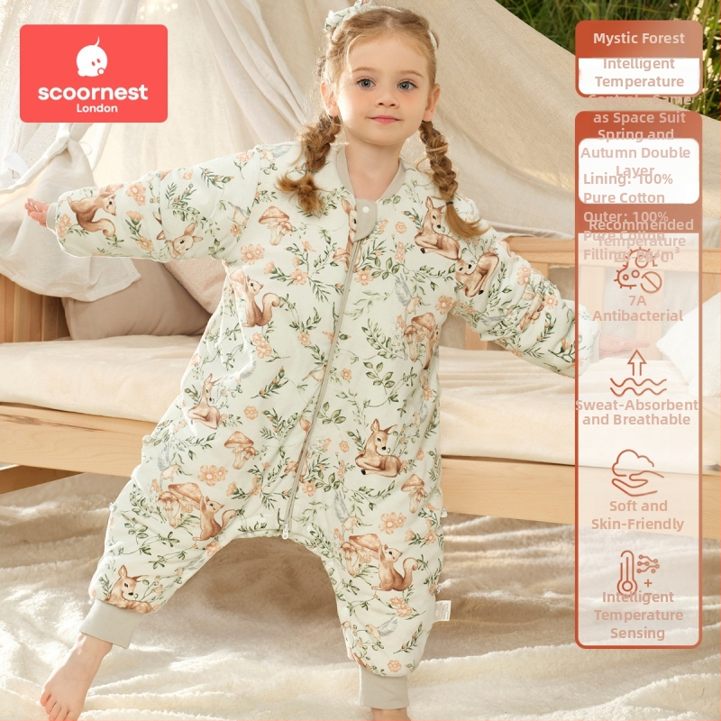Kechao Scoornest kūdikių ir vaikų miego maišelis su atskiromis kojomis, dviejų krypčių užtrauktukas, pastovi temperatūra, medvilninis audinys ir gryna medvilninė įdaila, visos sezonos