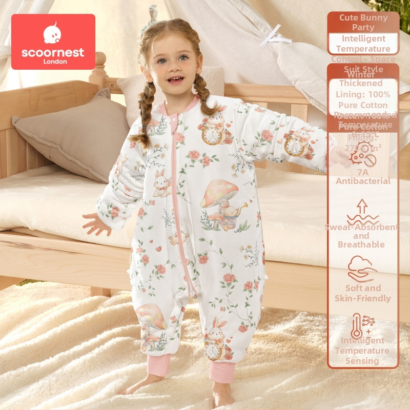 Kechao Scoornest kūdikių ir vaikų miego maišelis su atskiromis kojomis, dviejų krypčių užtrauktukas, pastovi temperatūra, medvilninis audinys ir gryna medvilninė įdaila, visos sezonos