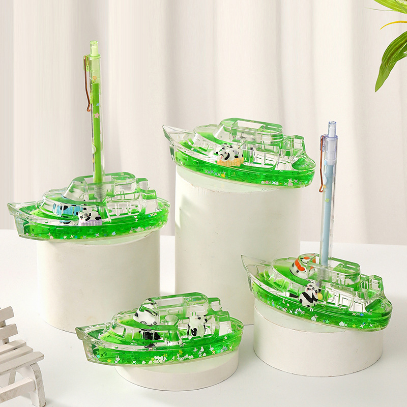 Akrilinis panda smėlio laikrodis biuro dekorui, karikatūrinis stilius, injekcinis formavimas