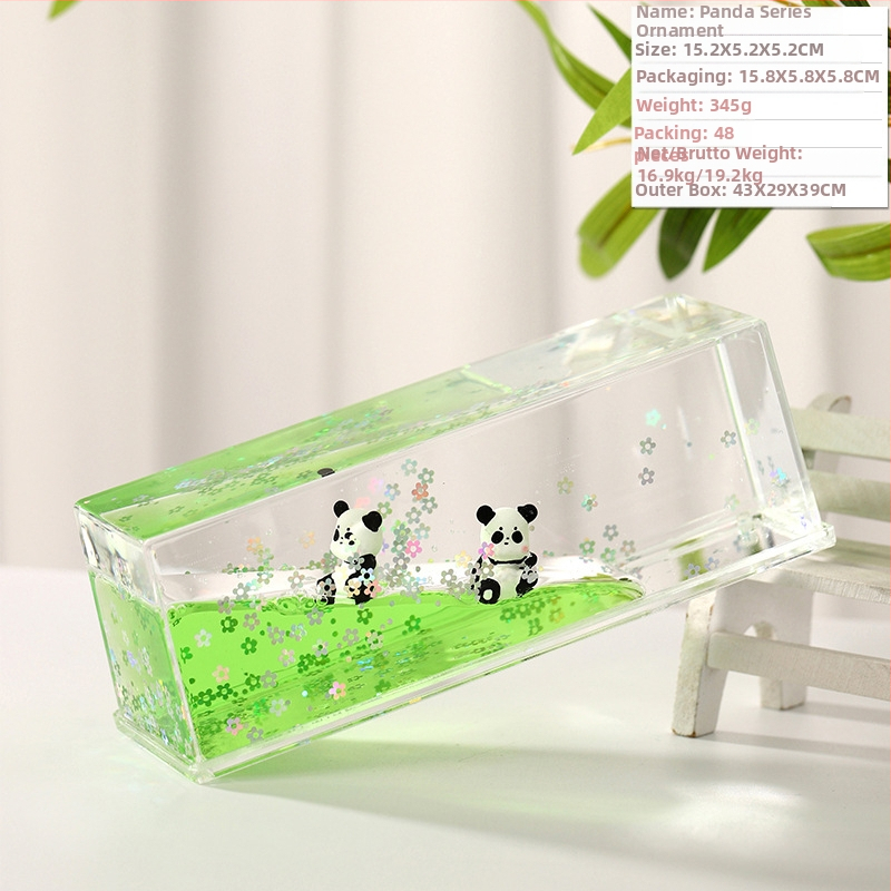 Akrilinis panda smėlio laikrodis biuro dekorui, karikatūrinis stilius, injekcinis formavimas