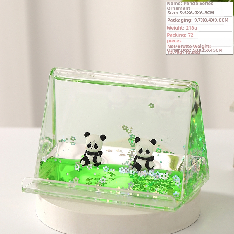 Akrilinis panda smėlio laikrodis biuro dekorui, karikatūrinis stilius, injekcinis formavimas