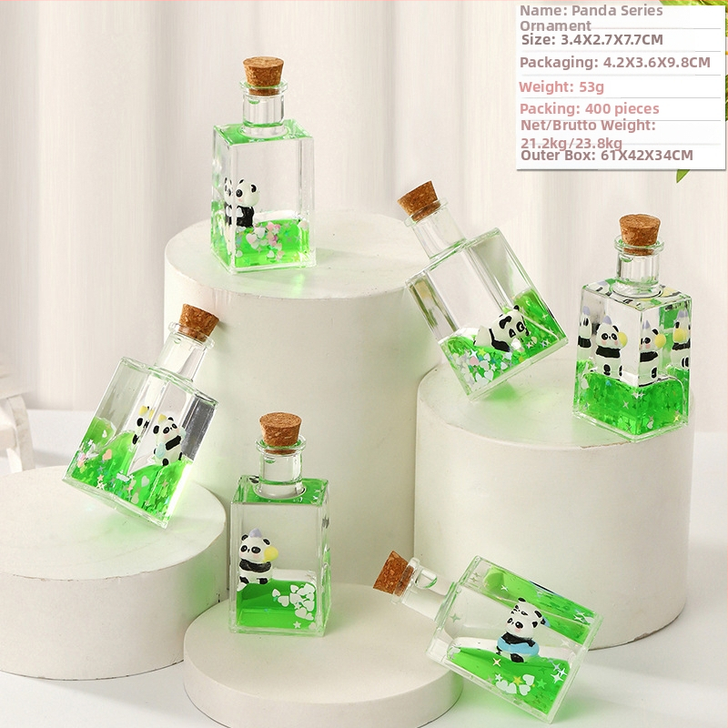 Akrilinis panda smėlio laikrodis biuro dekorui, karikatūrinis stilius, injekcinis formavimas