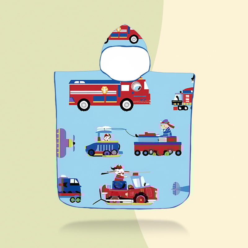 Vaikų gobtuvinis rankšluostis – mikropluoštas, 200–300 g, 16 siūlų pluoštas, spausdintas