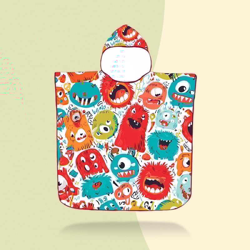 Vaikų gobtuvinis rankšluostis – mikropluoštas, 200–300 g, 16 siūlų pluoštas, spausdintas