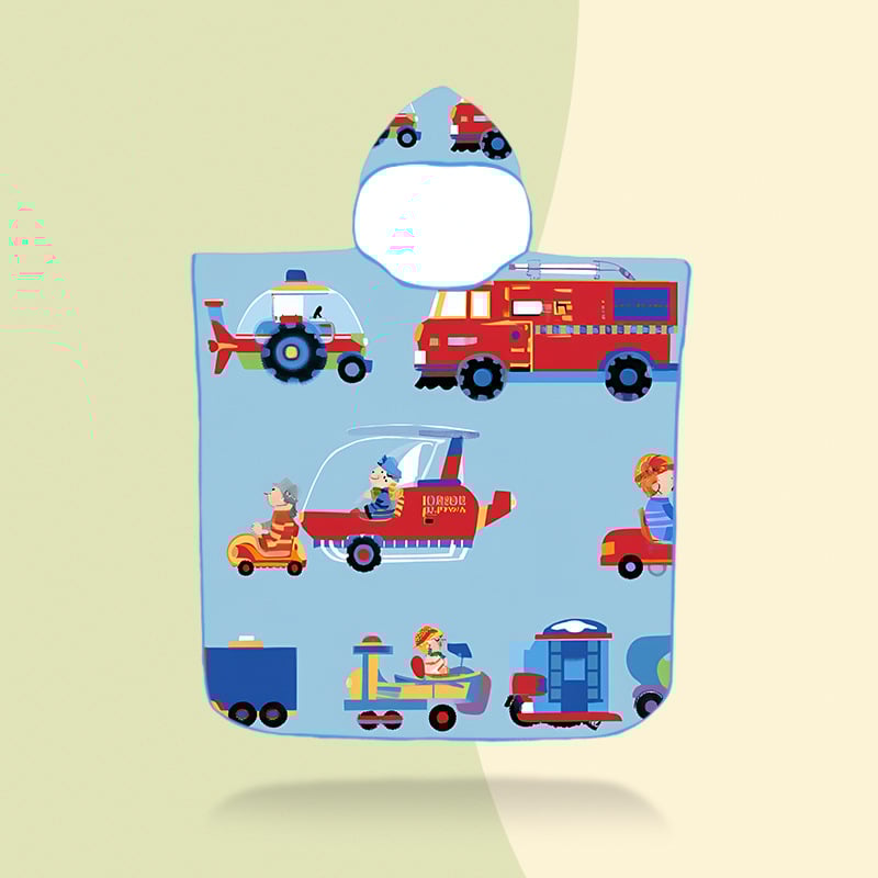 Vaikų gobtuvinis rankšluostis – mikropluoštas, 200–300 g, 16 siūlų pluoštas, spausdintas