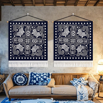 Tapiserie de perete în stil etnic Batik, bumbac, transfer termic digital, personalizabil pentru restaurante și spații comerciale