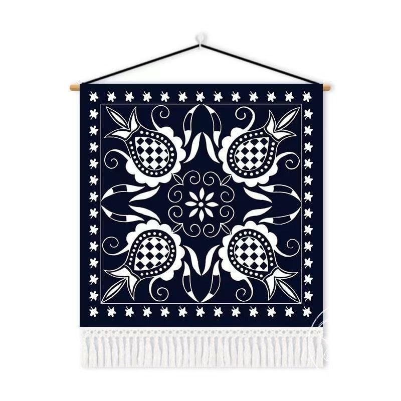 Tapiserie de perete în stil etnic Batik, bumbac, transfer termic digital, personalizabil pentru restaurante și spații comerciale