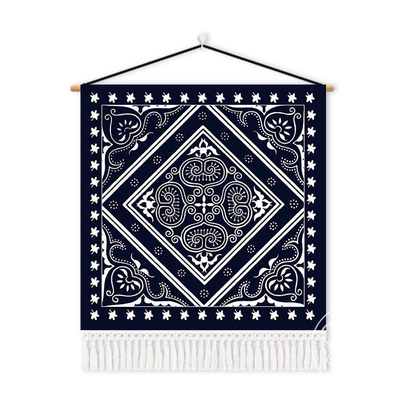 Tapiserie de perete în stil etnic Batik, bumbac, transfer termic digital, personalizabil pentru restaurante și spații comerciale