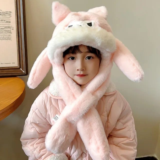 Bērnu adīta kašmira cepure, silta un vēja izturīga, mīļš multfilmu stils, ziemas apģērbs