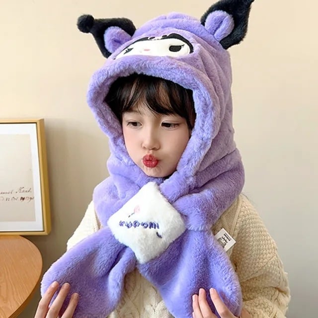 Bērnu adīta kašmira cepure, silta un vēja izturīga, mīļš multfilmu stils, ziemas apģērbs