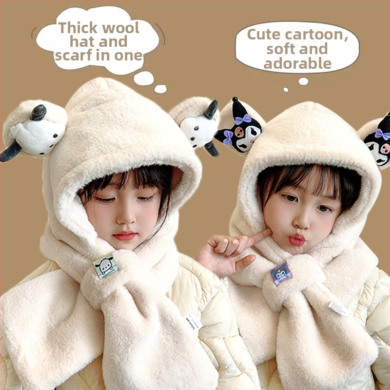 Detská pletená čiapka z kašmíru, teplá a vetruodolná, roztomilý kreslený štýl, zimné oblečenie
