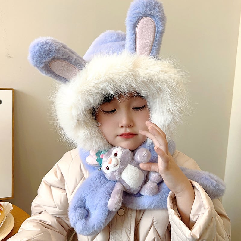 Bērnu adīta kašmira cepure, silta un vēja izturīga, mīļš multfilmu stils, ziemas apģērbs