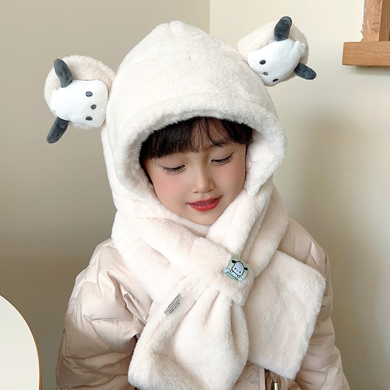 Bērnu adīta kašmira cepure, silta un vēja izturīga, mīļš multfilmu stils, ziemas apģērbs