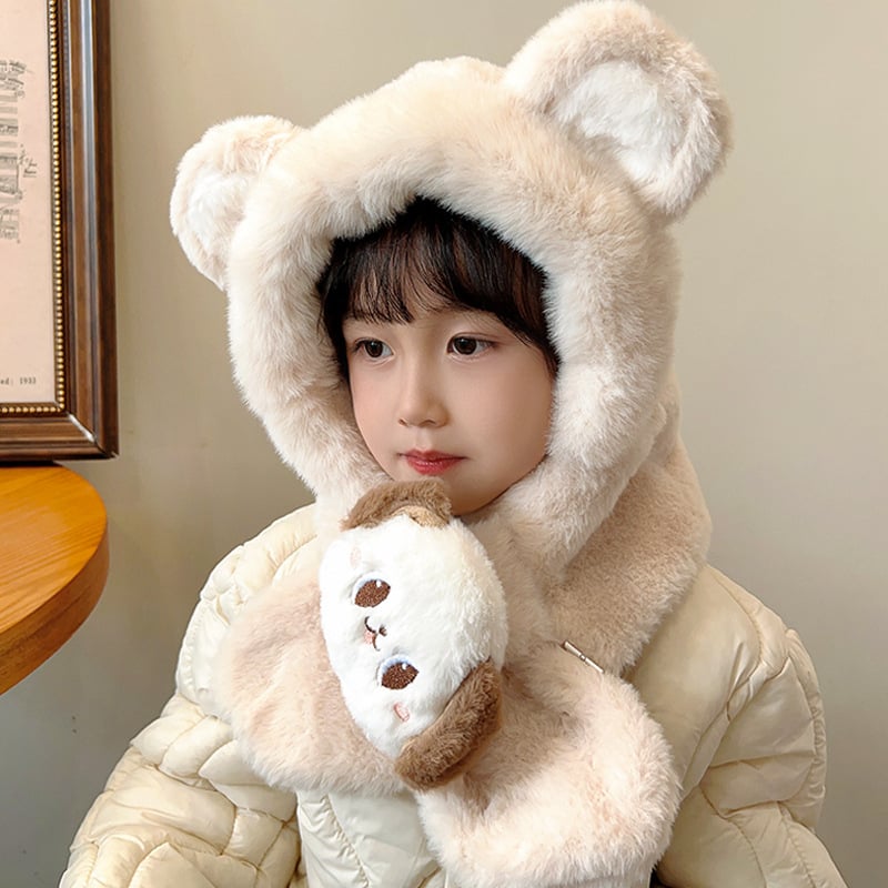 Bērnu adīta kašmira cepure, silta un vēja izturīga, mīļš multfilmu stils, ziemas apģērbs