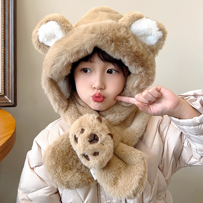 Bērnu adīta kašmira cepure, silta un vēja izturīga, mīļš multfilmu stils, ziemas apģērbs