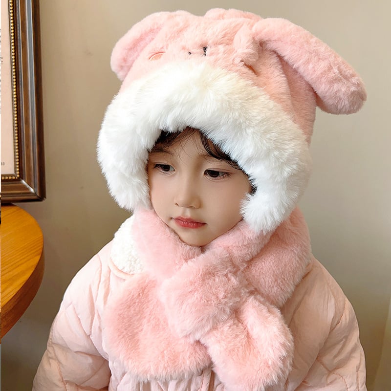 Bērnu adīta kašmira cepure, silta un vēja izturīga, mīļš multfilmu stils, ziemas apģērbs