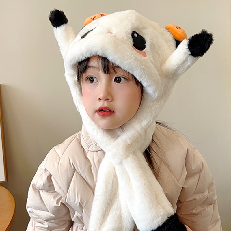 Bērnu adīta kašmira cepure, silta un vēja izturīga, mīļš multfilmu stils, ziemas apģērbs