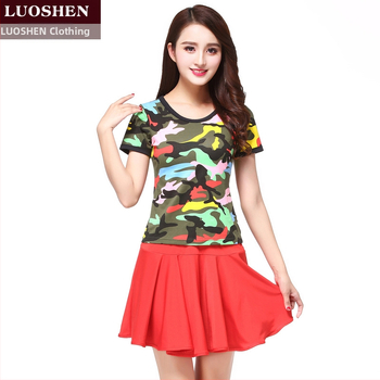 Κουστούμι τετραγωνισμένου χορού, Modal ύφασμα, καμουφλάζ μοτίβο, επένδυση από μιλκ σιλκ, για γυναίκες, για ομαδικές εμφανίσεις