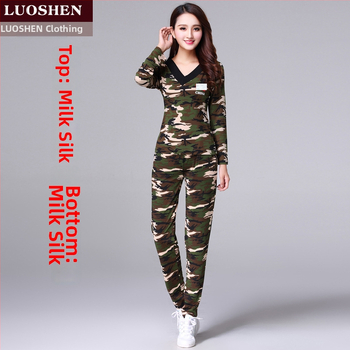 Κουστούμι τετραγωνισμένου χορού, Modal ύφασμα, καμουφλάζ μοτίβο, επένδυση από μιλκ σιλκ, για γυναίκες, για ομαδικές εμφανίσεις