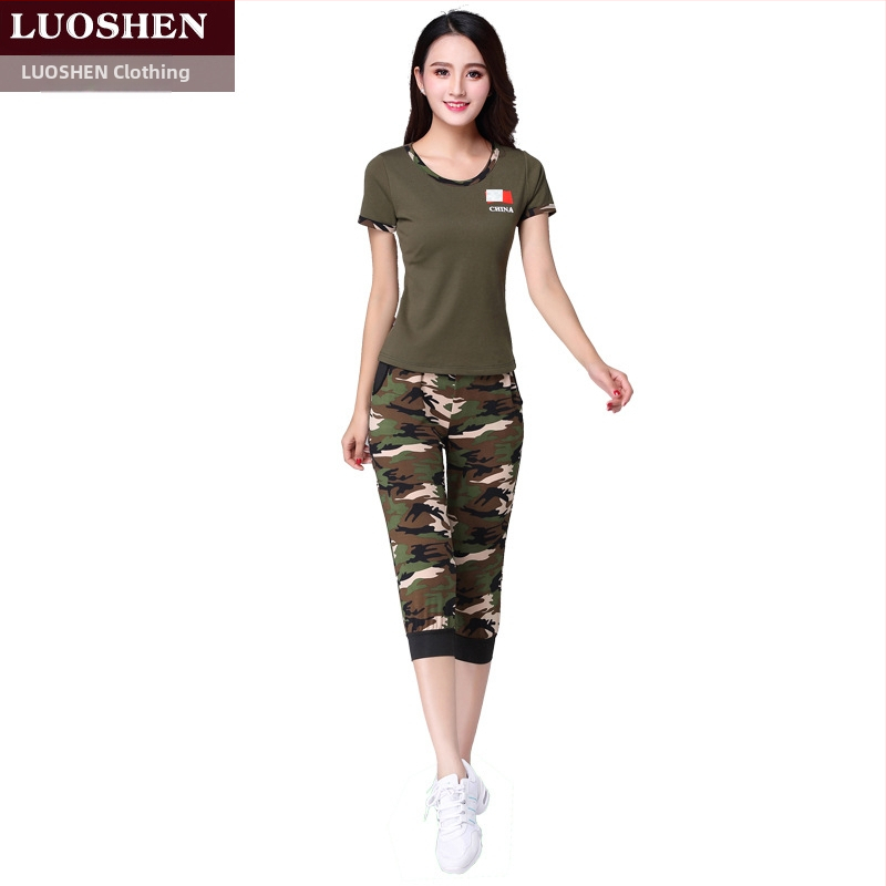 Κουστούμι τετραγωνισμένου χορού, Modal ύφασμα, καμουφλάζ μοτίβο, επένδυση από μιλκ σιλκ, για γυναίκες, για ομαδικές εμφανίσεις