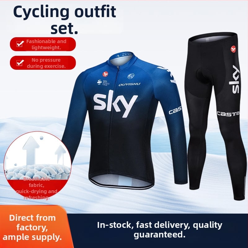 Unisex ilgomis rankovėmis dviračių komplektas kelių ir kalnų dviračiams, kvėpuojantis, greitai džiūstantis, rudens sezonui