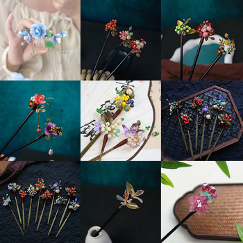 Керамична фиба за коса с етнически стил и мотив цветя, аксесоар за глава, пускана през есента на 2024 година.