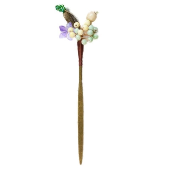 Керамична фиба за коса с етнически стил и мотив цветя, аксесоар за глава, пускана през есента на 2024 година.