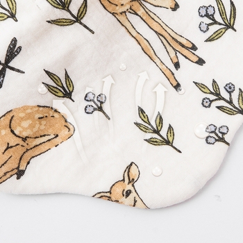 Kangobaby kūdikių seilių skarelė, 95% grynos medvilnės, sugerianti, universalus, amžius 0–3 metų, raštai: gyvūnai, piešiniai, gėlės