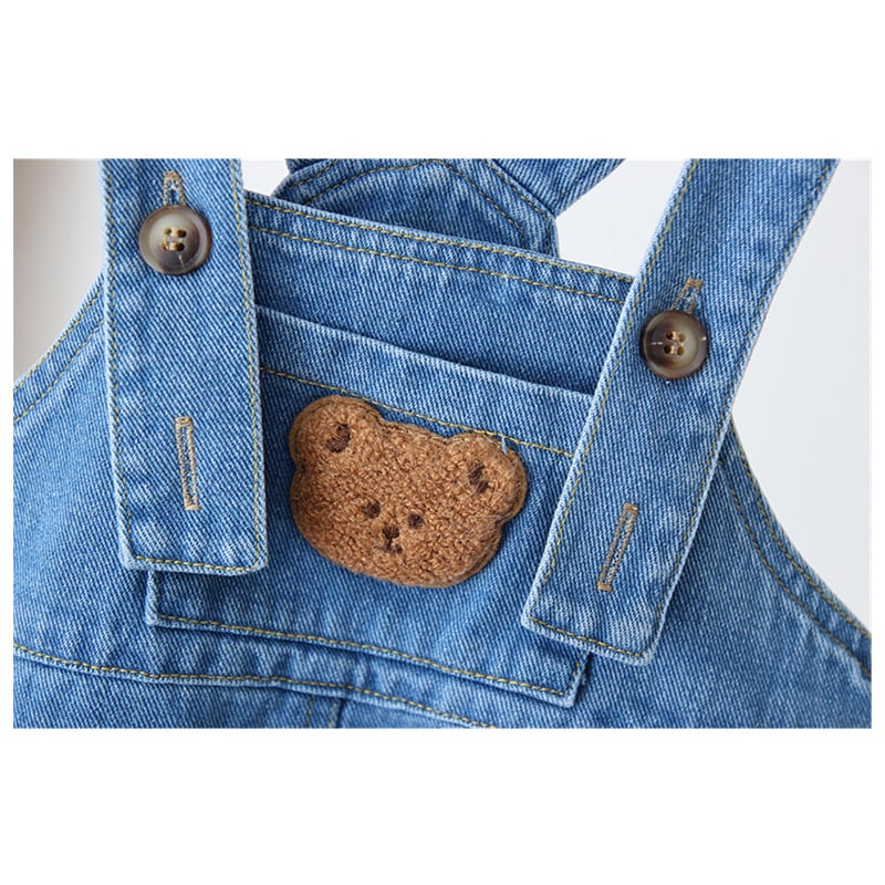 Naujo stiliaus vaikiškas kombinezonas su animacinių filmukų personažais, skirtas 0-3 metų kūdikiams, džinsinis kombinezonas mažyliui.