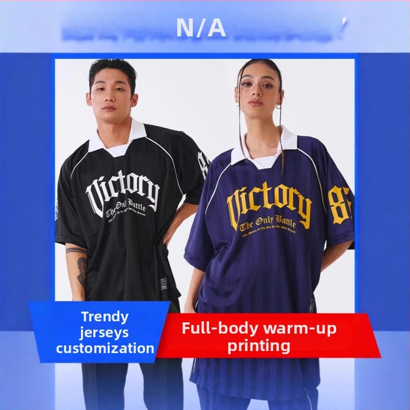 Sublimacijos marškinėliai su V kaklo iškirpte, trumpomis rankovėmis, laisvo kirpimo, poliesteris