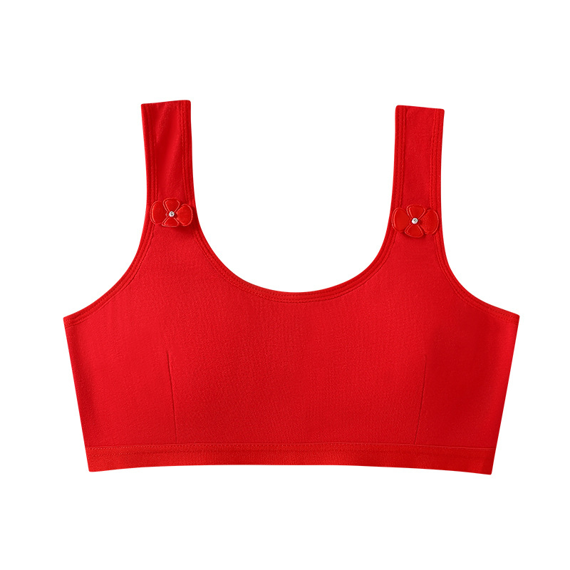 Lányoknak szóló mellény-stílusú alsónemű készlet, gyapot anyag, teljes kosár, vékony formázott kosár, szivacs bélés, rögzített dupla vállpántok, lélegző és kényelmes
