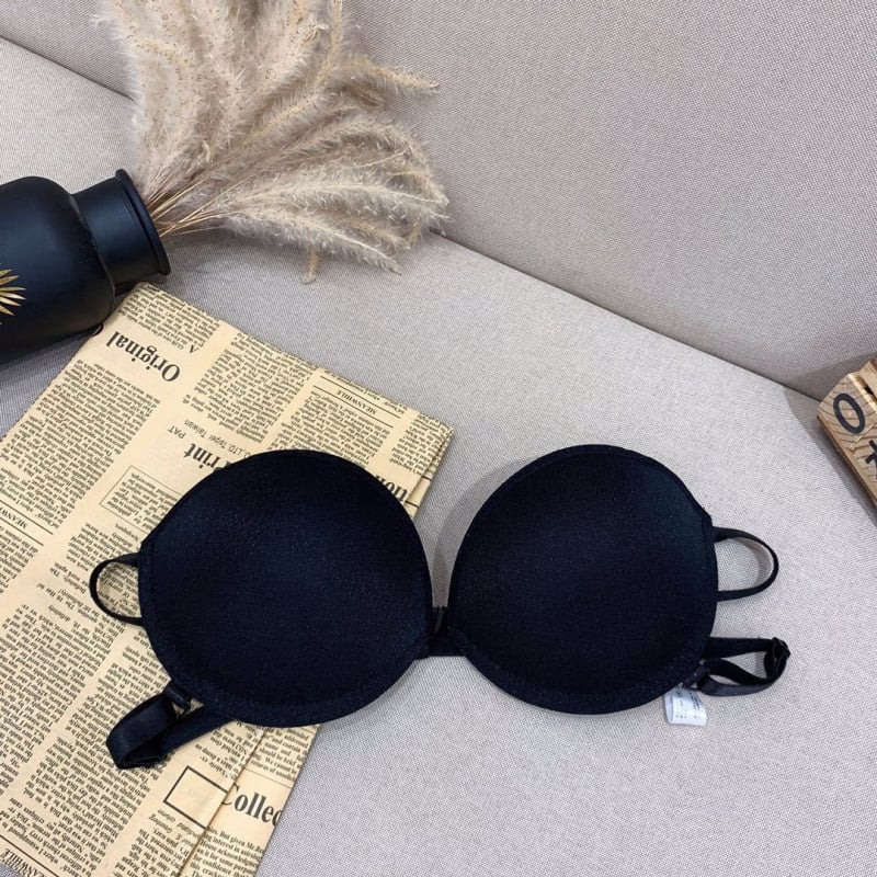 Без презрамки безшевен сутиен с предно копче, антиплъзгане, невидим, чашки 3/4, формовани от памук