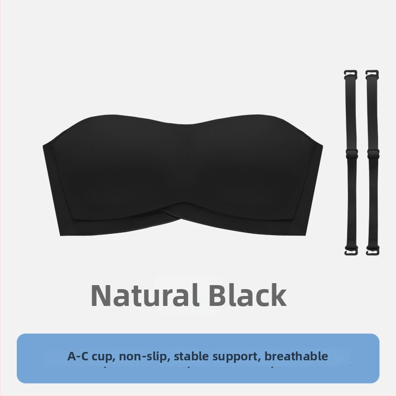 Без презрамки невидим бандеу сутиен за малък бюст, повдигащ, против подхлъзване, с четири реда куки на гърба, безшевен нейлон