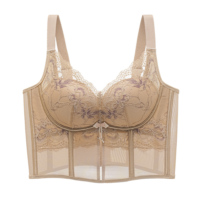 Sutien fără armături — cupă 3/4, cupă cu formă subțire, material nylon, căptușeală din bumbac, închidere spate cu patru rânduri de cârlige