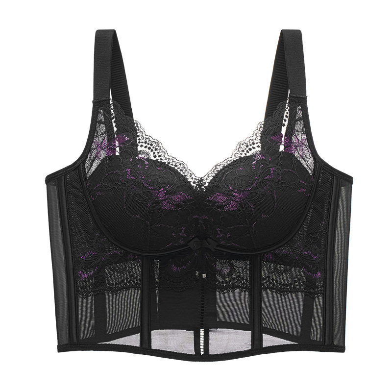 Sutien fără armături — cupă 3/4, cupă cu formă subțire, material nylon, căptușeală din bumbac, închidere spate cu patru rânduri de cârlige