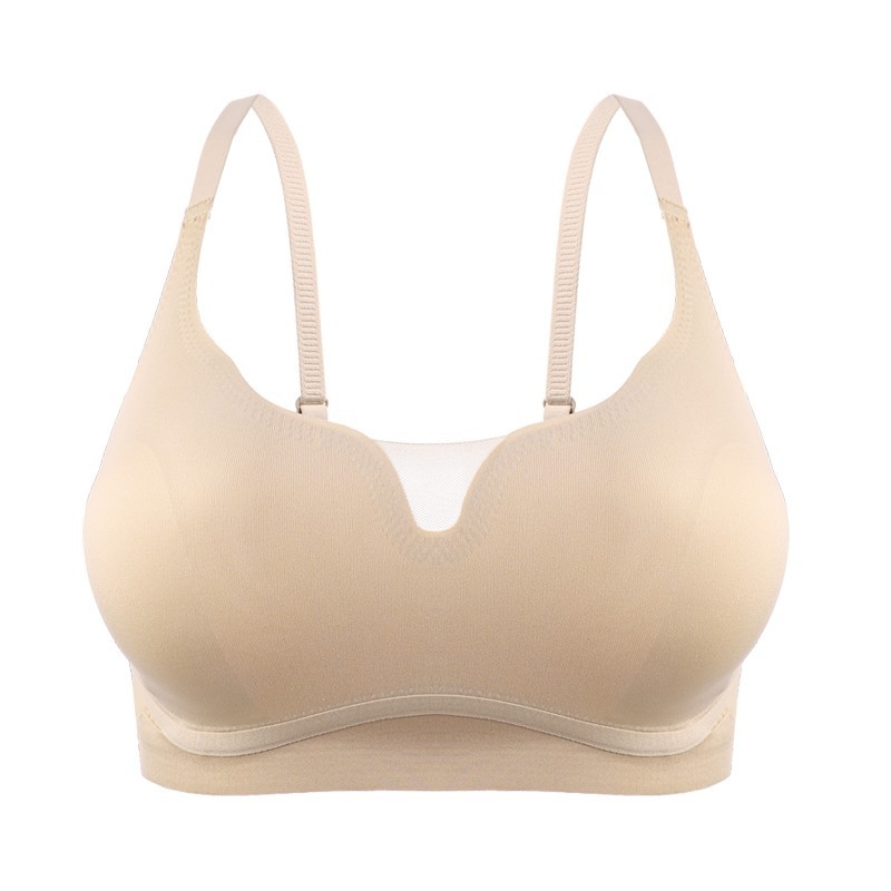 Vékony, formázott kosaras melltartó, varrat nélküli, lélegző nylon anyag, bélés 70–80% nylon, rögzített dupla vállpántok, hátul négy sor kapocs