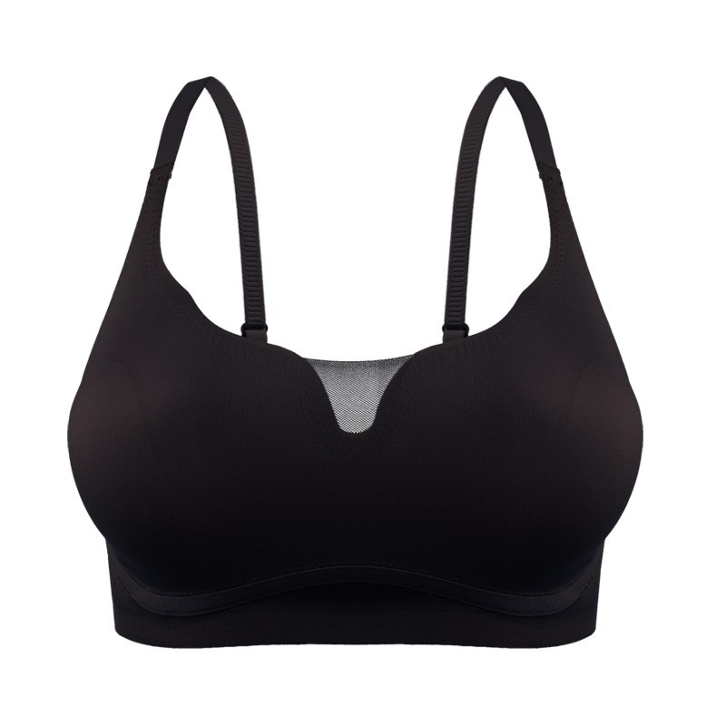 Vékony, formázott kosaras melltartó, varrat nélküli, lélegző nylon anyag, bélés 70–80% nylon, rögzített dupla vállpántok, hátul négy sor kapocs