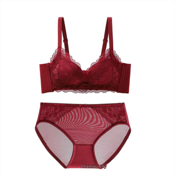 Nėrinių belaidė liemenėlė komplektas, 3/4 kaušelis, Mulberry šilko įdėklas, nugarinis trijų eilučių užsegimas