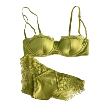 Francia-stílusú csipkés melltartó szett acélgyűrűvel, 1/2 kosár, vékony formázott kosár, push-up kis mellekhez