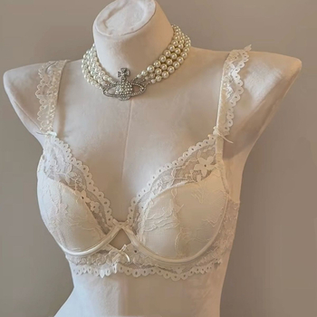 Set de sutien din bumbac pentru femei, cupă 3/4, cupă subțire modelată cu burete, inel de oțel moale, închidere în spate cu trei rânduri, bretele fixe