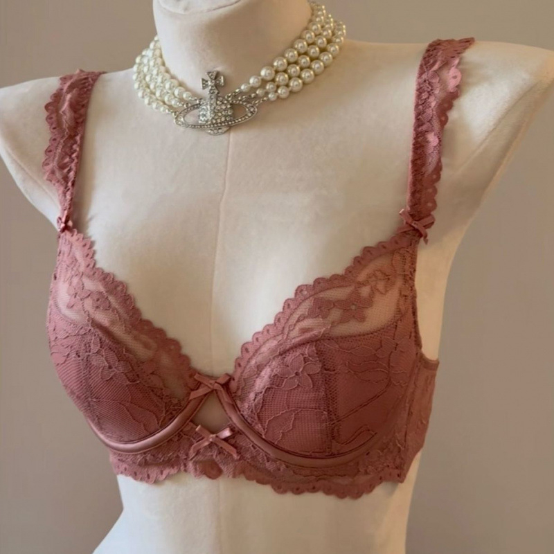 Set de sutien din bumbac pentru femei, cupă 3/4, cupă subțire modelată cu burete, inel de oțel moale, închidere în spate cu trei rânduri, bretele fixe